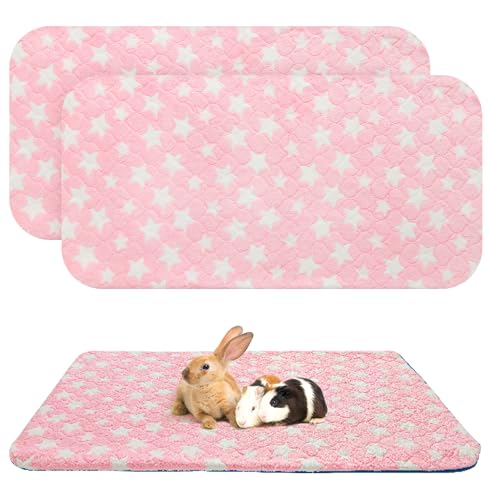 Homimp 2 Pack Guinea Pig Bed, Waterproof Reusable Small Animal Bed,Super Absorbent Pee Pad Mat for Rabbit Bunny Hamster Rat Hedgehog Chinchilla,Washable Fleece Cage Liners, Pink 24"x47" - color: PINK, size: 24x47IN(2 Pack)