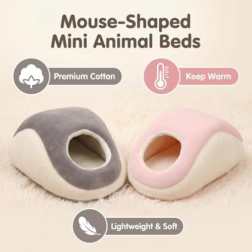 Computer Mouse-Shaped Small Animal Nest, Sugar Glider Pouch, Washable Mini Pet House for Hamster, Hedgehog, Sugar Glider, Guinea Pig, 8×16cm(Grey)