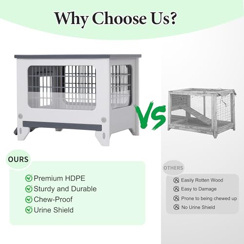 Rabbit Hutch Outdoor Indoor Plastic Waterproof Bunny Cage Enclosure | Chew-Proof Rabbit House Guinea Pig Cage Pet House for Small Animals, One Room - size: 20.8"L x 18.0"W x 17.5"H