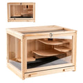 RUNSHED Hamster Cage Wooden Chew Proof, Large Hamster Cages and Habitats, Openable Top with Acrylic Sheets, Solid Built Small Animal Cage,Easy to Assemble