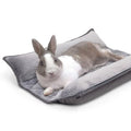 Paw Inspired Snuggle Bunny Bolster Bed, Gray/Faux Fur, 17x17 Inch | Reversible Flop Mat, Ultra-Soft Fleece Bedding with Padded Sides for Rabbits, Cats, Dogs, Small Pets and Animals - color: Gray/Faux Fur