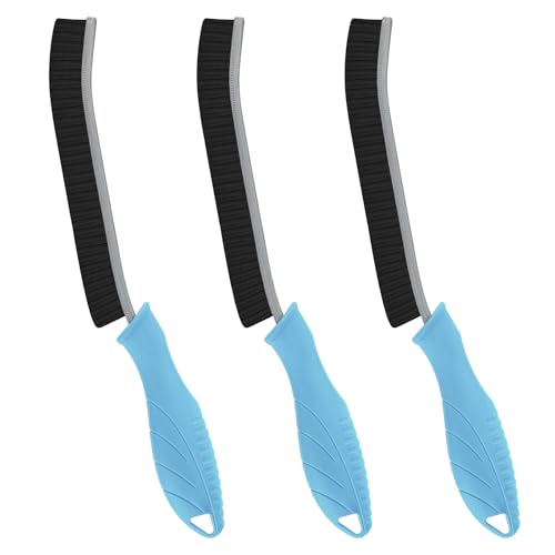FOOGWEE Hard Bristle Crevice Cleaning Brush - Cleaning Supplies - Household Crevice Cleaning Tools - Multi-Purpose Crevice Brushes for Kitchen, Toilet, Window, Vehicle, Faucets, Grout (3, Blue) - color: Blue