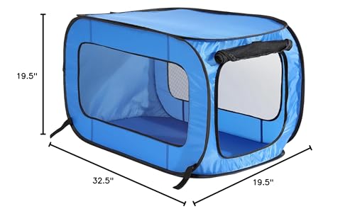 Beatrice Home Fashions Portable, Collapsible, Pop Up Kennel Travel Cat and Dog Crate, 32.5" L x 19.5" W x 19.5" H, Blue (Pack of 12) - color: Blue, size: 32.5"L x 19.5"W x 19.5"H (Pack of 12)