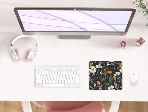 Mouse Pad with Stitched Edge, Multiple Patterns Computer Mouse Pads with Non-Slip Rubber Base, Washable Cloth Mousepad, for Gaming, Laptop, PC (Wildflower Night) - color: 29Wildflower Night