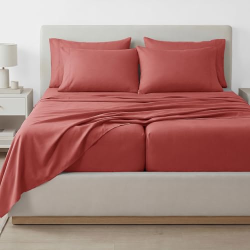 Southshore Fine Living, Inc. 21-Inch Extra Deep Pocket Split King Sheet Set, 7-Piece Terracotta Sheets Set, 2 Fitted Rust Colored Sheets, 1 Oversized Flat Sheet, 4 King Pillowcases, Marsala - color: 05 - Marsala (Terra Cotta), size: Split King
