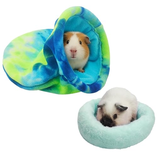 kathson Guinea Pig Snuggle Sack, Soft Fleece Sleep Sacks Large Guinea Pig Hideout Small Animal Hideout Pet Sleeping Bag for Hamster Rat Chinchilla Ferret, 2pcs (Green) - color: Green