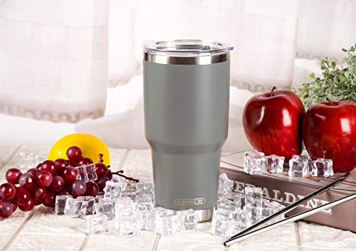 D·S 30oz Grey Tumbler Double Wall Vacuum Insulated Travel Coffee Mug | Double Wall Vacuum Suit Cold and Hot Drink Fits in standard car cup holders With Splash-Proof Lid - color: Gray