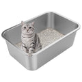 XX-Large High Sided Stainless Steel Cat Litter Box | Sturdy Metal, Odor-free, Cat Litter Non-stick and Easy to Clean, Ideal for Indoor Cats, Kittens and Multicat Houses - size: 23.43"L x 15.55"W x 7.68"H
