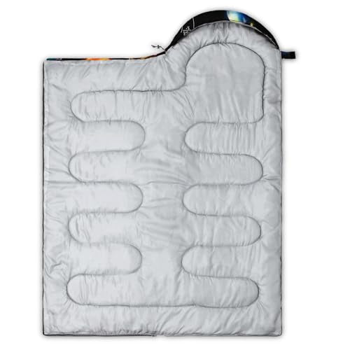 AILONEN Midnight Meow Sleeping Bag, Charcoal Cat Eyes Crescent Graphic, Portable Camp Sack Sleepover Style - color: Planet3