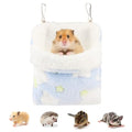 Sugar Glider Sleeping Pouch Hanging Bed for Small Pets, Blue | Soft flannel warm & cozy, pouch snuggle design, metal hooks for easy hang, portable, fits hamsters/rats/hedgehogs/squirrels - color: Blue