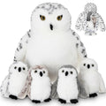 Hollowfly 5 Pcs Snowy Owls Plush Toy Gift Set 12.6" Mom Owls with 4 Cute Babies Stuffed Animal in Zippered Back Nurturing Plushes Toy Set for Kid Adults Birthday Party Favors Gifts - style: Snowy Owls