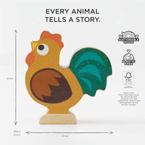 Le Toy Van Petilou Wooden Sunny Farm Stacking Animals and Bag | Farmyard Animal Building Blocks, Balancing Toy, Wooden Animal Toys for Toddlers, Suitable for 18 Months and Up