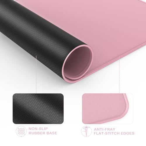 Mouse Pad with Stitched Edge, Multiple Patterns Computer Mouse Pads with Non-Slip Rubber Base, Washable Cloth Mousepad, for Gaming, Laptop, PC (Pink) - color: 04Pink