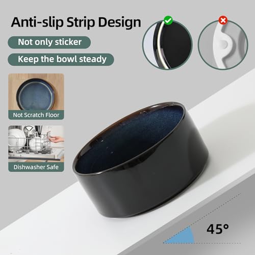 Havniva Elevated Dog Bowls Ceramic Dog Bowls with Stand, Dog Food Bowl | 6.1” Raised Dog Bowls with Non-Slip Wood Stand, Dog Food and Water Bowl Set, Double Dog Feeding Bowls for Small & Medium Dogs - color: 2 Bowls+Stand - Starry Sky, size: 6.1inch