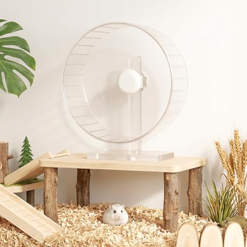 11" Silent Hamster Wheel - Clear Running Wheel | 11" large welfare size, textured grip track, quiet dual bearings, heavy-duty stable base, adjustable stand - size: Large【11 Inch】