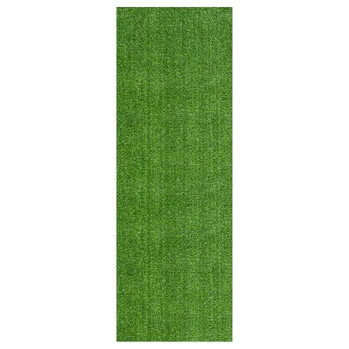 Ottomanson Artificial Grass Outdoor Runner Rug 2'7" x 10' – Waterproof Astro Turf with Drainage Holes – Patio & Lawn Decoration, Easy-Clean Dog Grass Mat | Waterproof Fake Grass Turf Runner for Patio, Porch & Lawn, Indoor Outdoor Astro Turf Rug with Drain