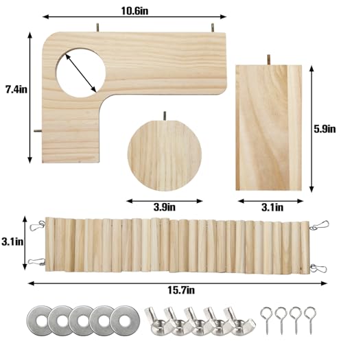 Hamster Suspension Bridge Toy，Small Animal Climbing Toys,Chinchilla Cage Natural Wood Flexible Platform Toy,Suitable for Hamsters, Chinchillas, Guinea Pigs, Birds, Small Animals - color: M-10P
