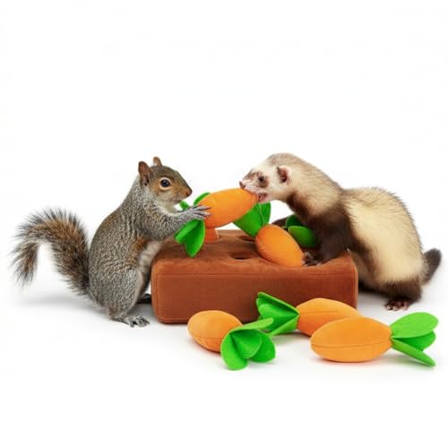 Ferret Foraging Toys Novelty Carrot Snuffle Mat Interactive Pet Treat Enrichment Toys for Small Animals Bunny Rabbit Chinchilla Guinea Pig Hamster (6Carrot) - color: 6Carrot
