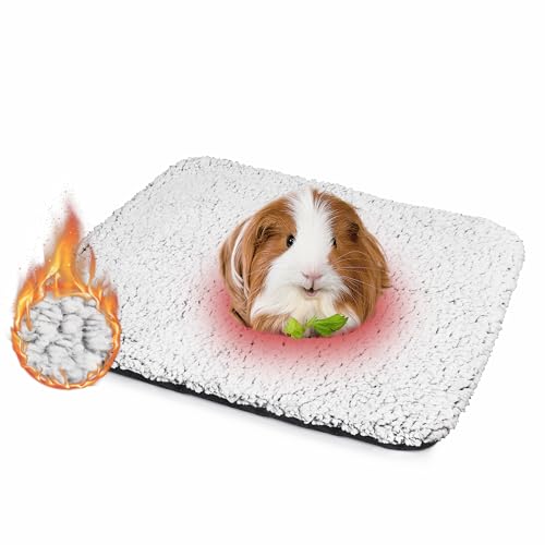 Mygeromon Guinea Pig Cage Liner Washable Rabbit Bedding Mats Gray | Small Animal Pad, for Winter Warm, 19.5×15.5 Inches