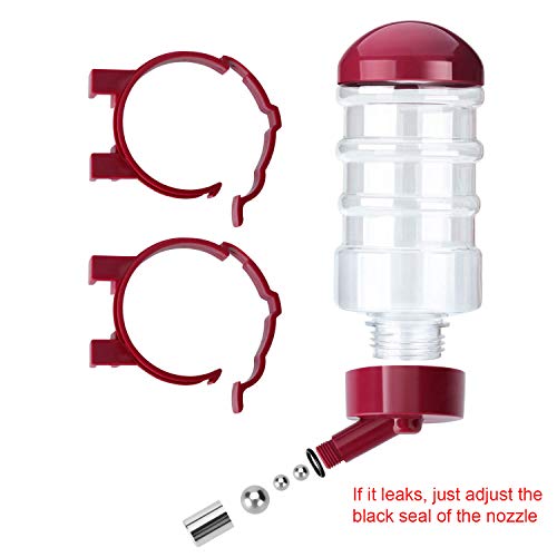 No Drip Dog Kennel Water Bottle Dispenser for Crate, 400ml Dripless Pet Drinking Fountains Kettle with Automatically Feeding Water (Red) (Red) - color: Red