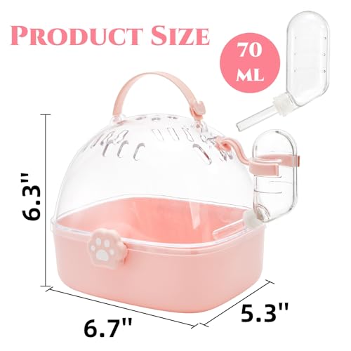Hamster Carrier Cage with Handle, Small Animal Outgoing Cage | Portable Gerbils Carrier Cage with Water Bottle, Hamster Travel Carry Case for Small Pets, Chinchillas, Dwarf Hamster