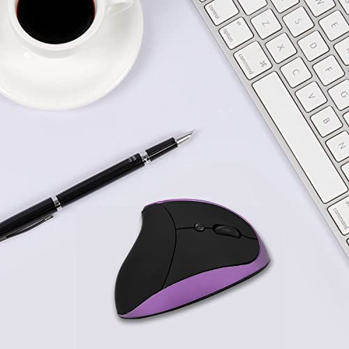 Ergonomic Vertical Mouse, Wireless 2.4G High Precision Rechargeable Ergonomic Mouse Optical Mice with Adjustable DPI 800/1200/1600, Reduce Wrist Strain, Specially for Small-handers Right-handers - color: Purple - Right hand- rechargeable
