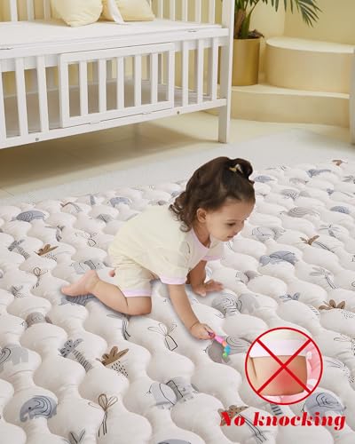 Viviland Baby Mats for Floor, 71x59 Inch Playpen Mat, Thicker & Large Soft Playmat for Baby and Toddlers Infants, Non-Slip & Machine Washable, Gray Elephan - color: Gray Elephant, size: 71" X 59"