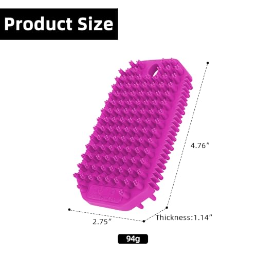 Rose Red 3-in-1 Double-Sided Dog Shampoo Brush Dog Washing Brush | Soft TPR Bristles,Pet Massage Bath Brush for Dogs&Cats,Remove Loose Hair Knots,Gentle Pet Grooming Tool Deep Cleansing