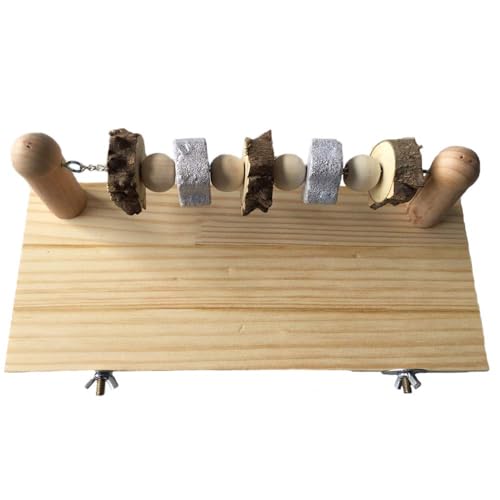 kathson Hamster Wood ledges Platform, Wooden Chinchilla Ledges Platform with Lava Ledge Blocks Chew Toys Pet Cage Resting Wooden Shelf Chinchilla Cage Accessories for Hamster Guinea-Pigs Mouse