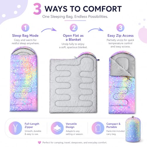 AILONEN Midnight Meow Sleeping Bag, Charcoal Cat Eyes Crescent Graphic, Portable Camp Sack Sleepover Style - color: Rainbow4