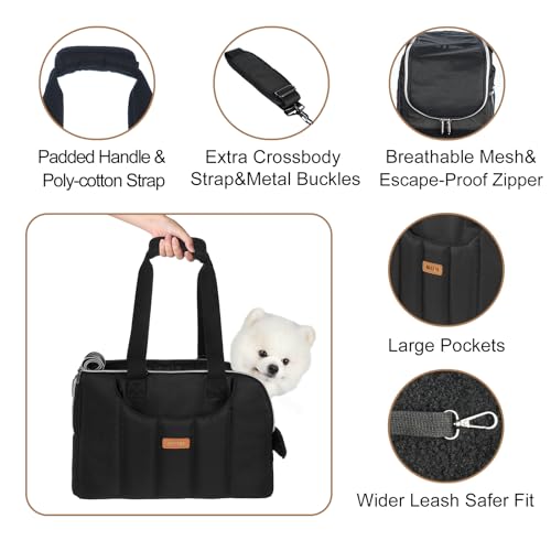 Dog Purse Carrier for Small Dogs Cats Rabbits Up to 12lbs, Lightweight Pet Sling Carriers with Crossbody Strap, Portable Puppy Soft Sided Tote Bag Carrier for Vet,Hiking,Travel Black - color: Black