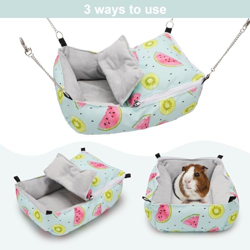 Wontee Guinea Pig Bed Warm Hammock Snuggle Bed for Young Guinea Pig Small Ferret Rat Sugar Glider Squirrel (Green) - color: Green