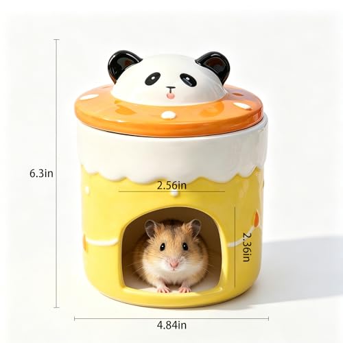 Ceramic Igloo Hamster Hideout,Hamster House with ice Box(Strawberries) | Habitats Cool Bed Ideal for All Season Cave Mini Hut Cage for Syrian & Dwarf Hamsters,Gerbils,Mice Small Pets - color: Red