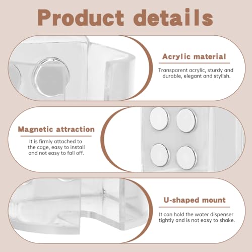 Hamster Water Bottles Holder with Cleaning Shovel, Magnetic Anti-Fall Water Bottle Stand with Adjustable Height, Fits up to 2in/5cm for Hamsters Small Pets (Holder Only)