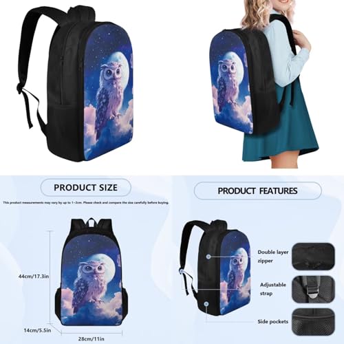 Stand Owl Backpack for School Girls 3rd Grade Boys Bookbag with Lunch Box Water Bottle Holder and Pen Pencil Case 4 PCS Lightweight Back Packs with Compartment for Kids/Toddler - color: Stand Owl
