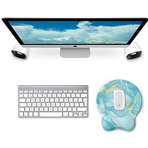Mouse Pad with Wrist Rest, Comfortable Computer Mousepad with Gel Wrist Support Smooth Surface and Non-Slip PU Base for Pain Relief, Laptop, Office & Home (Blue Marble) - color: Blue Marble
