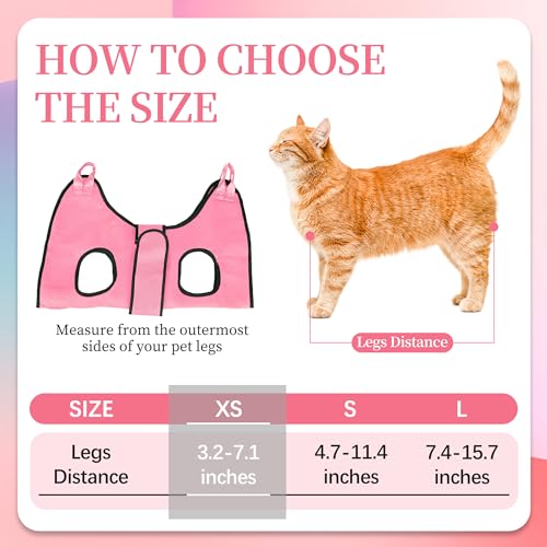 PatiencET Cat Grooming Hammock Kit | For Cats & Dogs up to 12 lb, Hanging Harness and Sling for Nail Trimming, Includes Clippers/Trimmer, File & Comb, Pink XS - color: Pink, size: XS (12 LB Max)