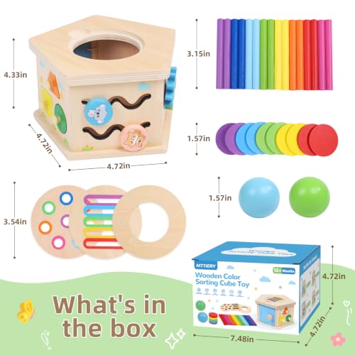 Wooden Activity Cube, 8-in-1 Montessori Toys for 1+ Year Old | Fine Motor Skills Developmental Learning Toys for Toddlers 1-3, First Birthday Gifts for Girls Boys