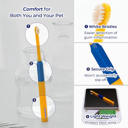PETHROOM Pet Toothbrush for Cats & Dogs, 10 × 5 mm Small Head (Extra Small) | Ultra-Soft Fine Bristles Gently Clean Teeth and Gumlines, Helping Remove Plaque, Ideal for Kittens & Small Dogs - color: Extra Small