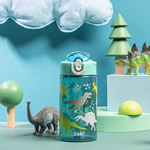 Zak Designs Dinosaur 16oz Leak-Proof Straw Kids Water Bottle, Plastic - color: Dinosaur, size: 16 Ounces