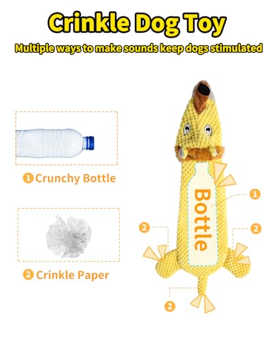 Dog Toys, Squeaky Plush No Stuffing Crinkle Dog Toy for Small Medium Large Dogs, Interactive Puppy Teething Water Bottle Dog Chew Toy (Lion) - style: Lion