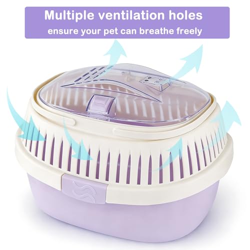 Hamster Carrier Portable Guinea Pig Carrier 13 X 11 X 8 in | Hamster Travel Cage with Ventilation Holes Outdoor Small Pet Carriers for Rat Gerbil Rabbit Hedgehog Squirrel Sugar Glider - color: Purple