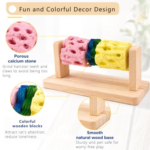 Guinea Pig Chew Toys for Teeth, Natural Grinding Stone Toy | Adds Calcium to Diet, Rotating Wood Rat Chewing Treat Toys for Syrian & Dwarf Hamsters, Rats, Guinea Pig, Chinchillas