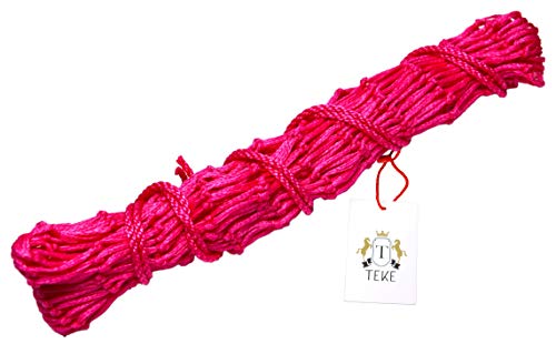 T TEKE 2 pcs Classic Slow hay Feeder hay nets, 40" Length with 2" Holes, Horse Supplies hay Bags for Horses, Goat Feed - color: Pink, size: pack of 2 pcs