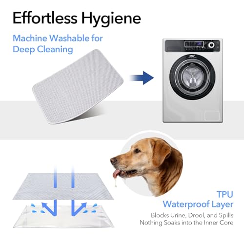 Dog Cooling Mat 46"x36" Extra Large for Big Dogs, L | Chew-Resistant, Non-Slip & Machine Washable, Ice-Silk Self-Cooling Pad(Q-Max>0.4), Leak-Proof TPU, Crate Indoor Outdoor - size: Large 46"x36"
