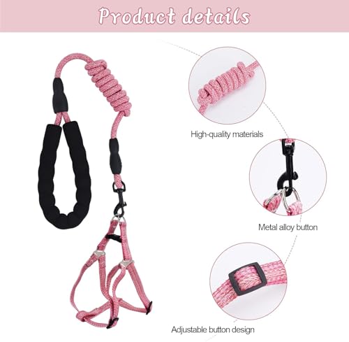 YeeBeny Mini Pig Harness Adjustable with Leash Foam Handle Pink, XL | Adjustable Small Pig Harness with Leash Infinity Style Lead and Soft Foam Handle for Walking Training Jogging - color: Pink, size: XL