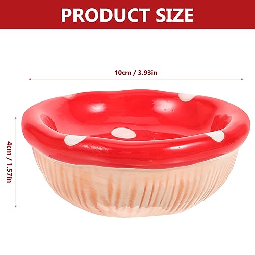 POPETPOP Ceramic Hamster Food Bowl Mushroom Shape 3.93In Small Pet Feeding Dish for Hamsters Chinchillas Gerbils Smooth Easy- Surface for Daily Feeding