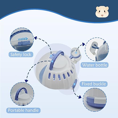Hamster Carrier Cage Portable Cages Small Animals Carry Travel Case with Water Bottle Plastic Breathable Guinea Pig Outgoing Cage for Dwarf Hamster Ferret Chinchillas Hedgehog (Blue) - color: 【Blue】