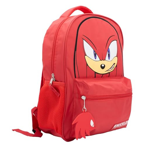 AI ACCESSORY INNOVATIONS Sonic The Hedgehog Backpack for Boys & Girls, Knuckles 16 Inch Schoolbag with 3D Features, Durable School Bag for Kids, Red - style: Red Knuckles