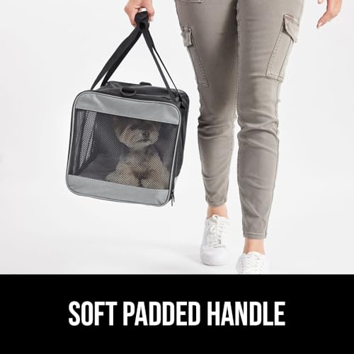 GORILLA GRIP Cat Carrier Travel Bag Up to 15 Lbs, Soft Collapsible Small Dog Carriers, Top and Side Entry Breathable Mesh, Grip Feet on Underside, Cozy Washable Waterproof Pad, Portable Kennel, Gray - color: Gray
